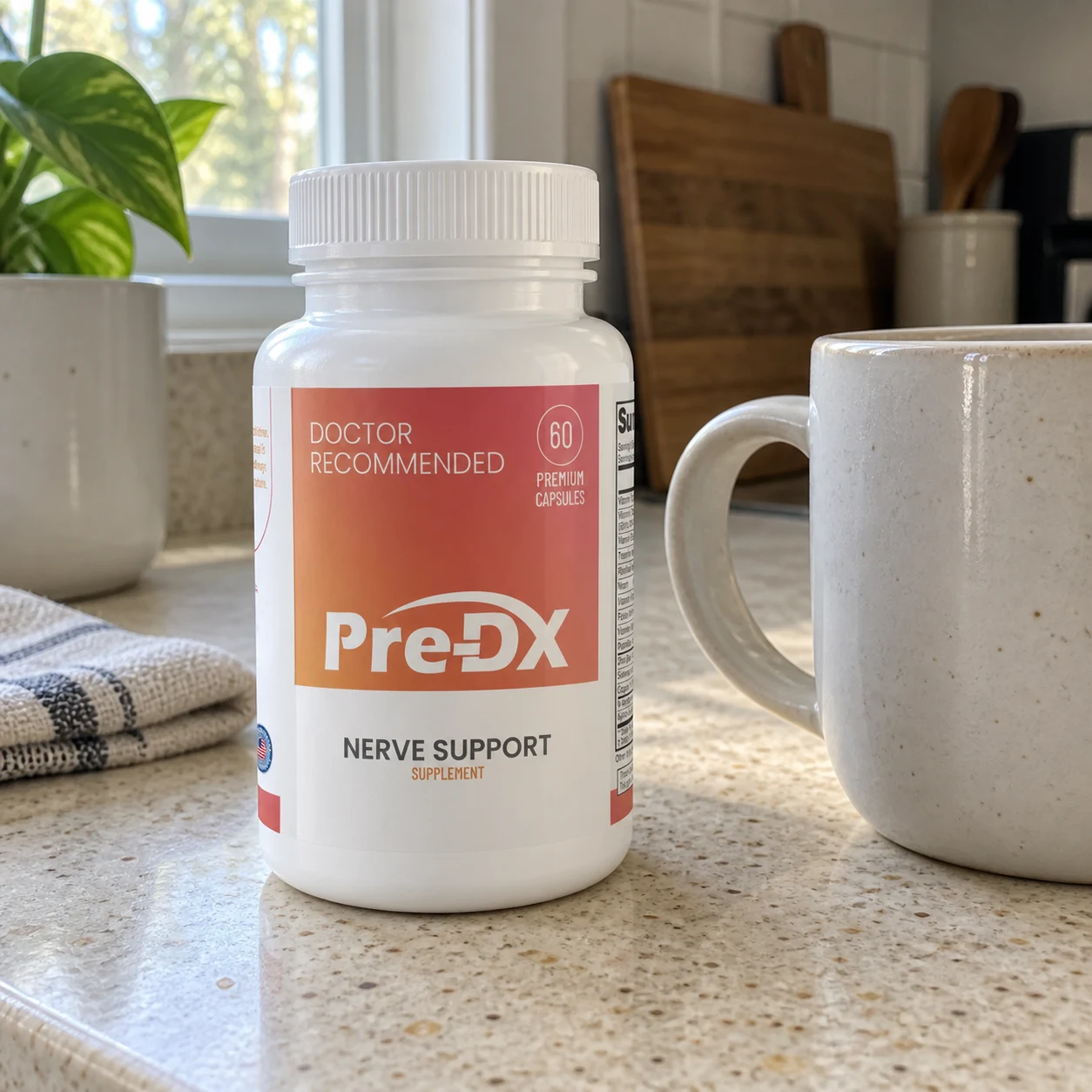 Pre-Dx product photo on a kitchen counter
